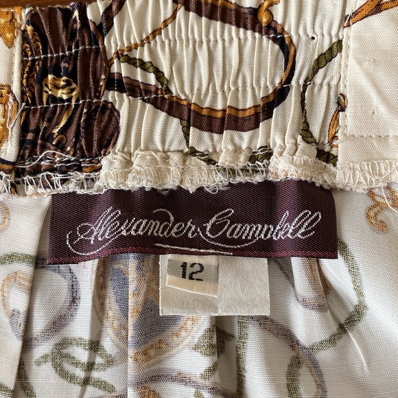 Alexander Campbell 2 pieces Brown & Gold Equestrian Hunt Print Blouse & Skirt 12 - Picture 2 of 16